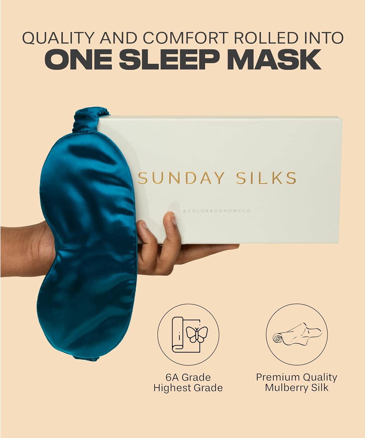 SUNDAYSILKS™ Exclusive Mulberry Silk Sleep Mask | Soft Eye Covers, Blackout Sleeping Mask for Women & Men | Silk Eye Mask for Sleep, Travel, and Relaxation | Antifaz para Dormir [Midnight Blue]