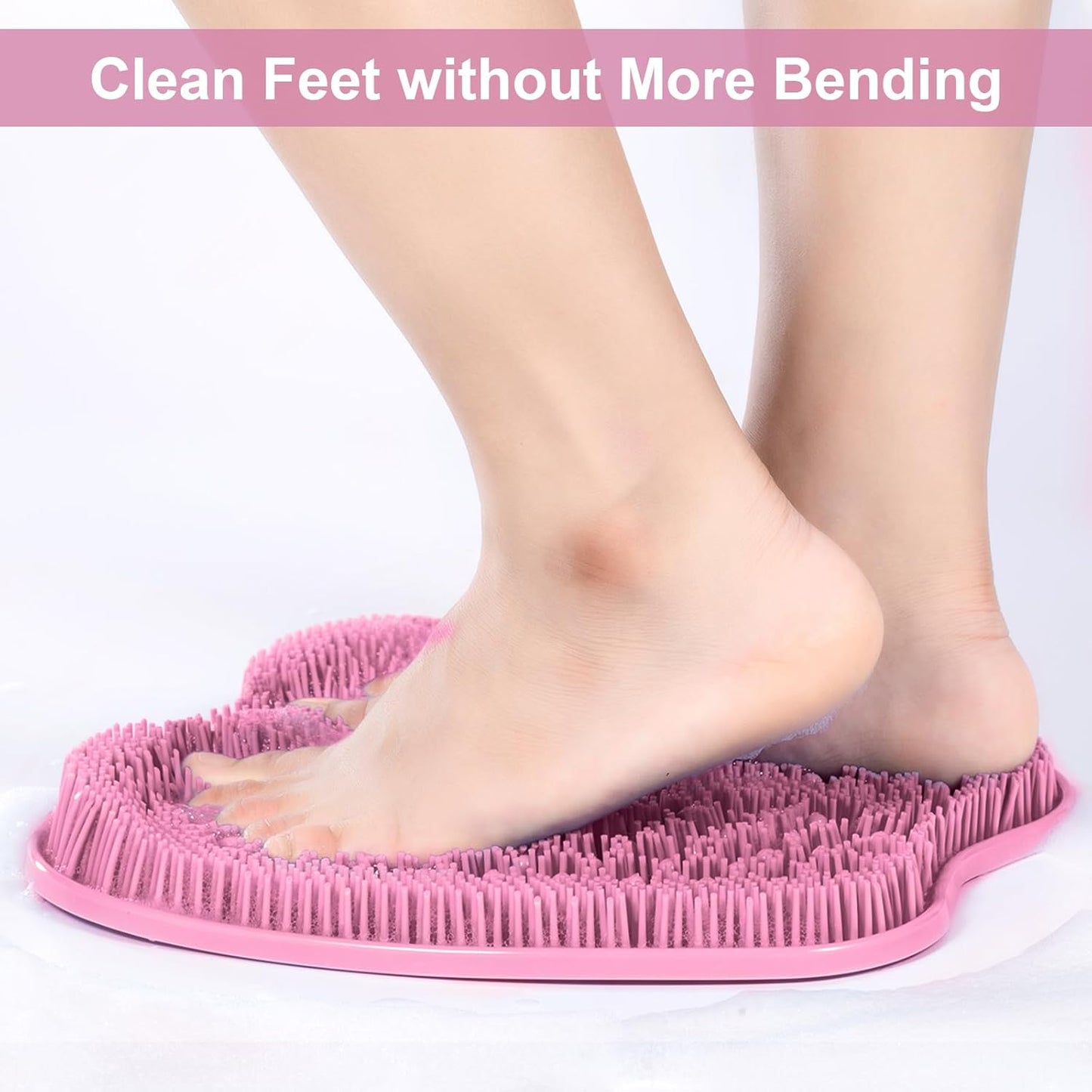 BESKAR Shower Foot Scrubber Mat with Non-Slip Suction Cups, Foot Spa Brush for Cleaning & Exfoliating Your Feet No Bend, Foot Points Reflexology Mat for Relax Your Feet