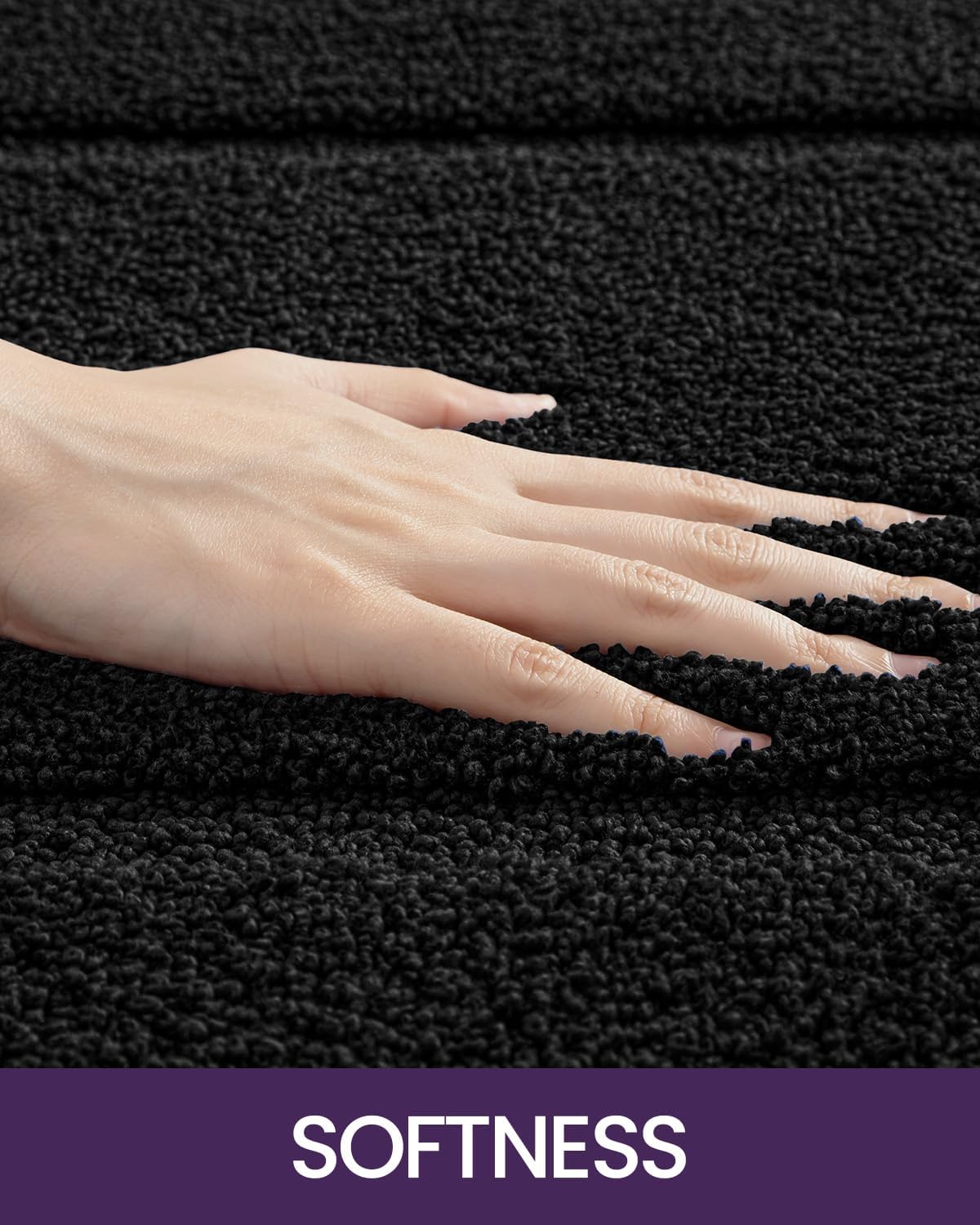 DEXI Bathroom Rugs 36x24, Washable Non Slip Bath Mat for Shower Floor, Absorbent Quick Dry Bathmat with Rubber Backing, Ultra Soft Plush Carpet for Tub, Black