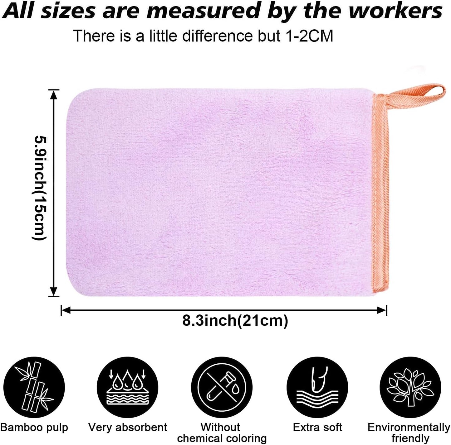 PHOGARY 6 Pack Microfiber Body Wash Mitts, 6×8 Inch Super Absorbent & Soft Face Mitten, Coral Fleece Body Cleansing Bath Spa Cloth, Reusable Makeup Remover Mitt Gloves, 6 Colors