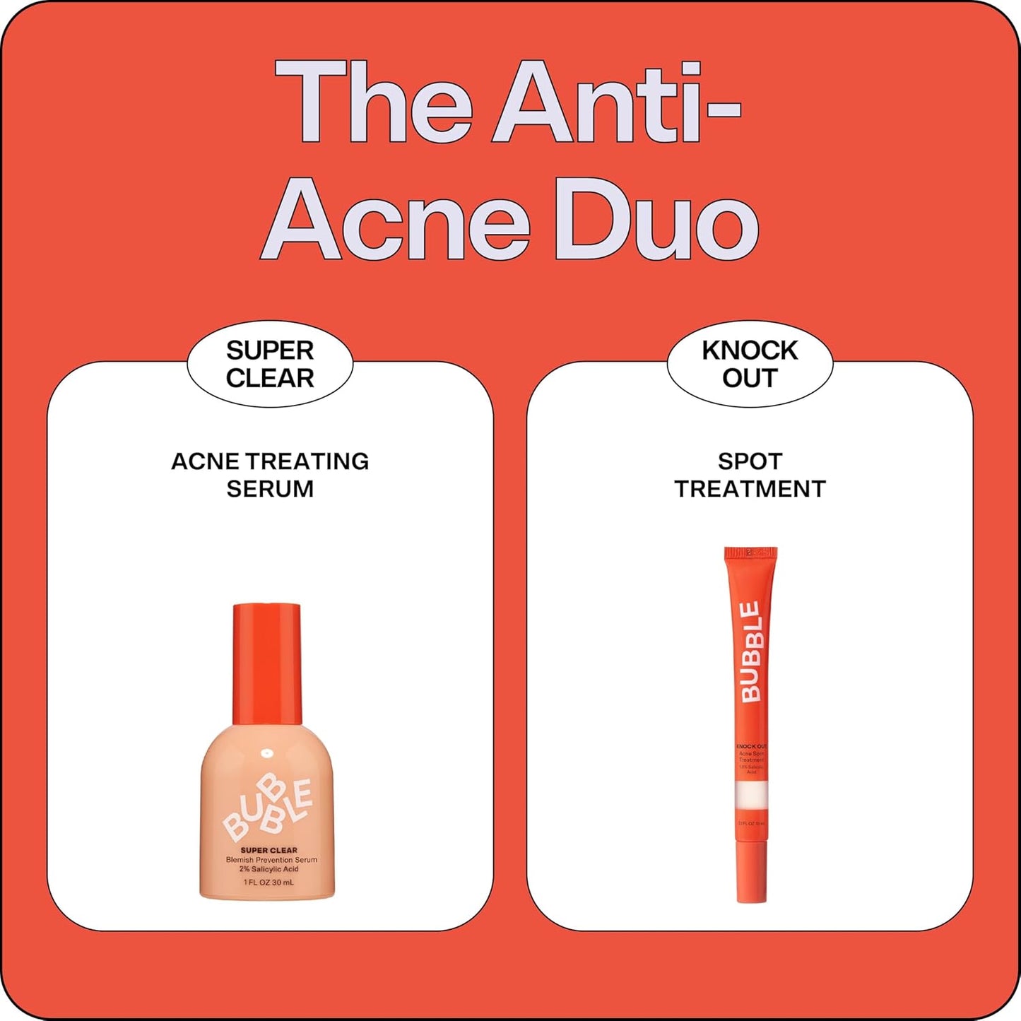 Bubble Skincare Knock Out 1.8% Salicylic Acid Acne Spot Treatment - Deep Cleansing Blemish Spot Treatment with Wintergreen & Willow Bark Extract - Clarifies & Calms Oily Skin (10ml)