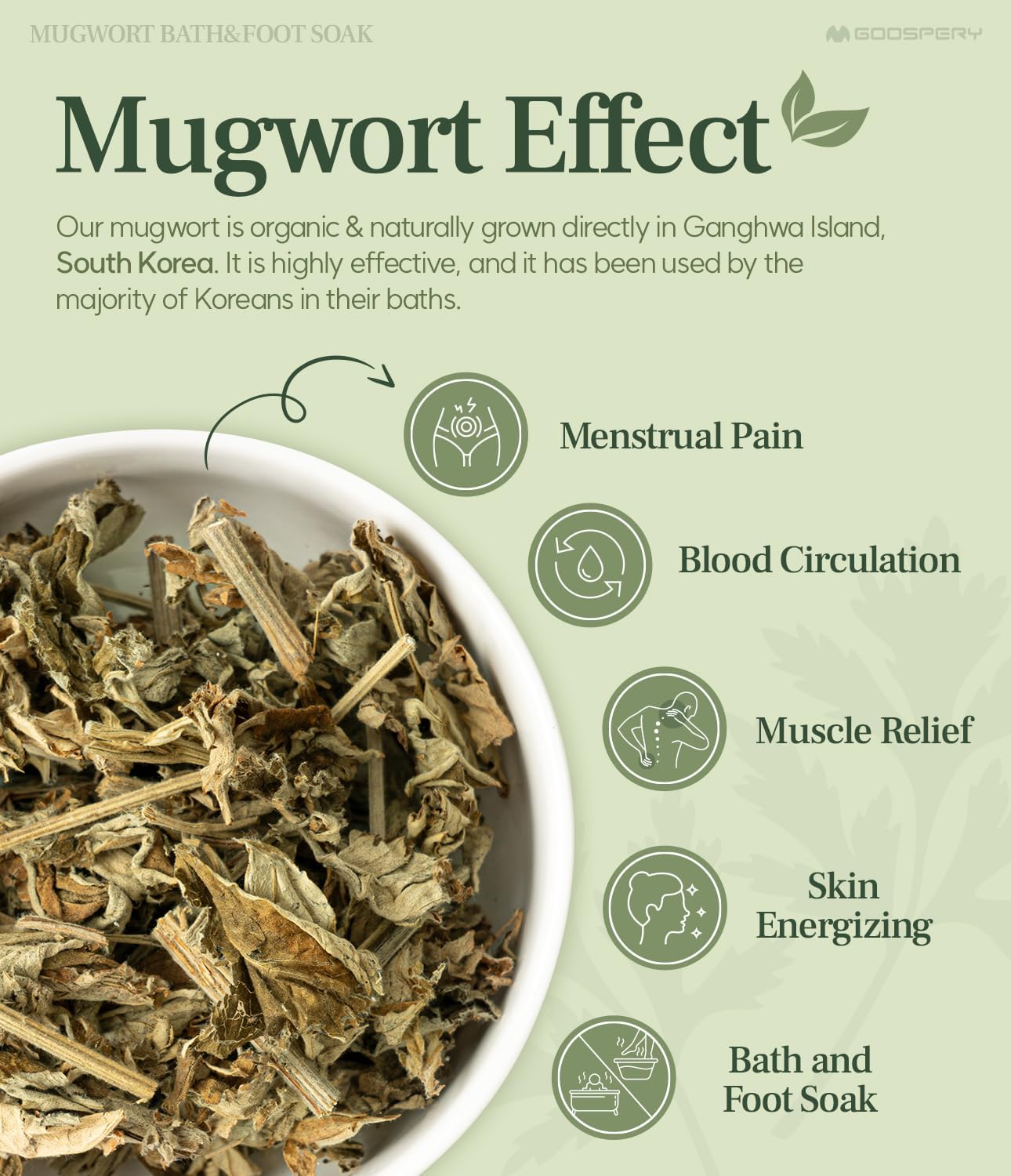 Monage Korean Organic Mugwort Bath and Foot Soak (10 Pack) Natural Home Spa Therapy with Traditional Korean Healing Properties and Relaxation Benefits, Skin Soothing, Muscle Relief, Korean Skin Care