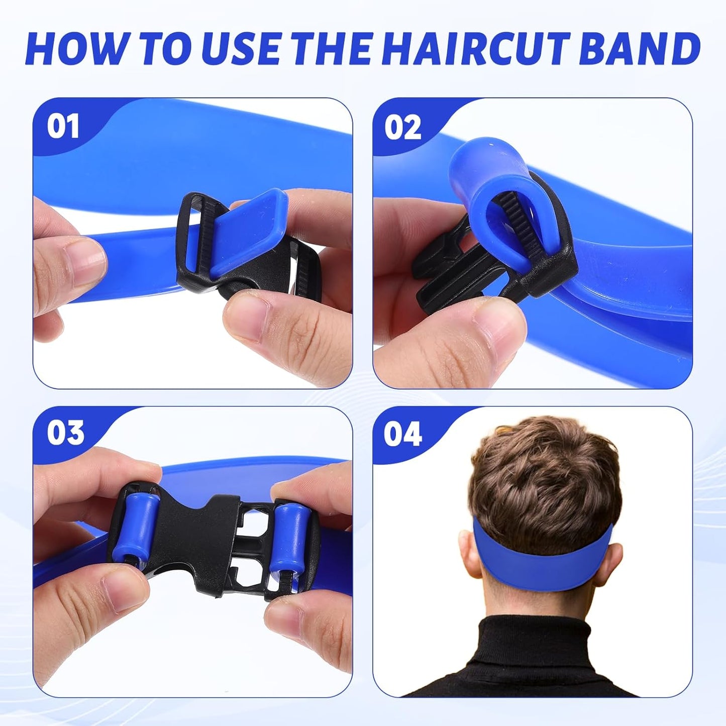 Fade Guide Hair Trimming Set for Men with Fade Comb & Adjustable Curved Haircut Band, Neckline Shaving Template and Barber Comb for DIY Home Haircuts, Guide for Clippers Barber Tools