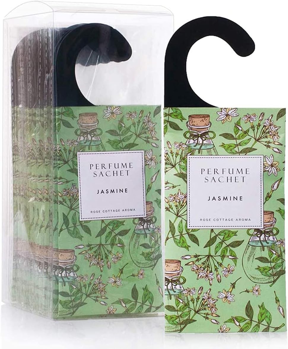 Large 12 Packs Jasmine Hanging Closet Deodorizer Air Freshener Long Lasting Scented Sachets Smell Goods for House