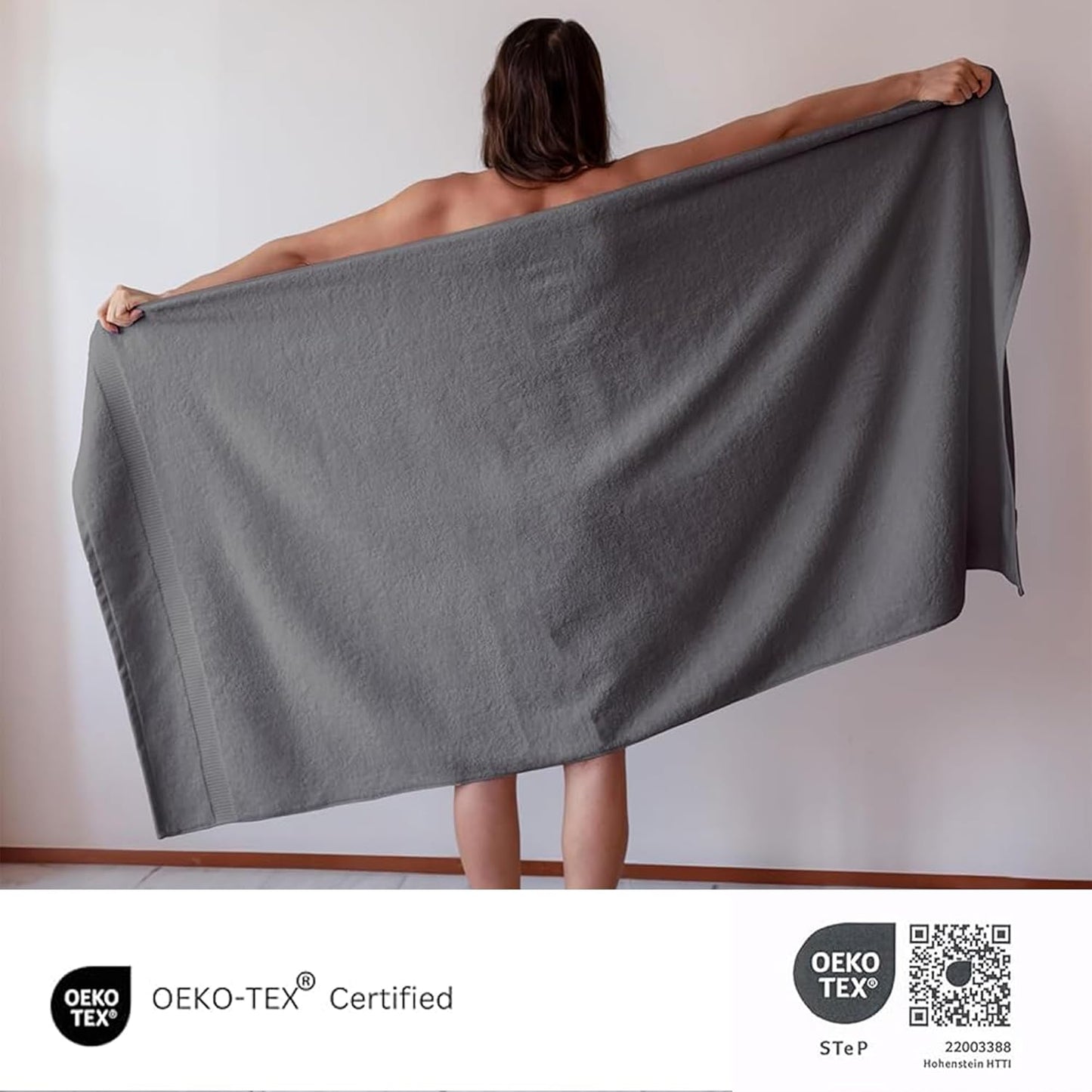 SALBAKOS 100% Turkish Cotton Extra Large Bath Sheet Set of 2 35x70 inch | Heirloom Quality | Hotel & Spa Collection | Soft, Absorbent Oversize Bath Towels | Made in Turkey (Gray, 2 Bath Sheets)