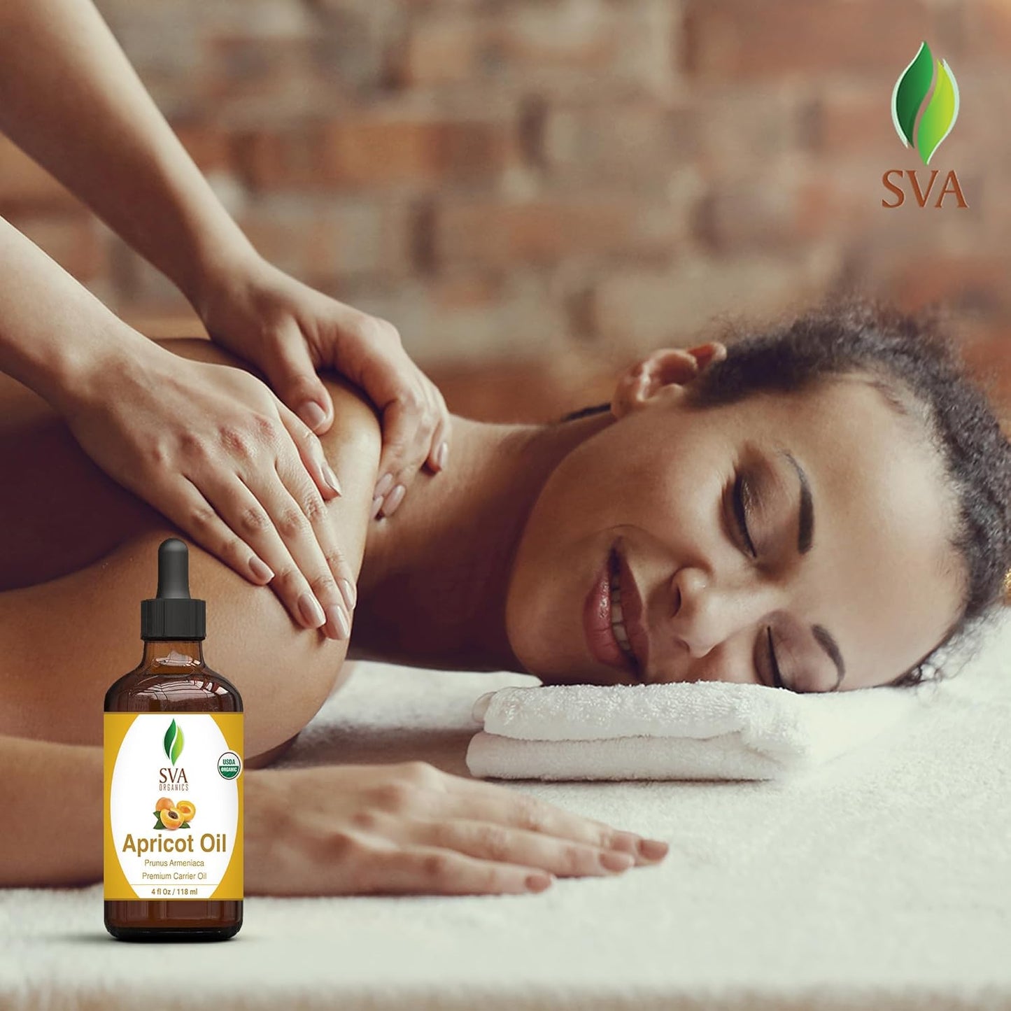 SVA Apricot Seed Oil Organic - 4 Fl Oz – 100% Natural Cold Pressed Organic Apricot Oil - for Face, Skin Care, Hair Care, Scalp Massage & Body Massage – Carrier Oil with Dropper