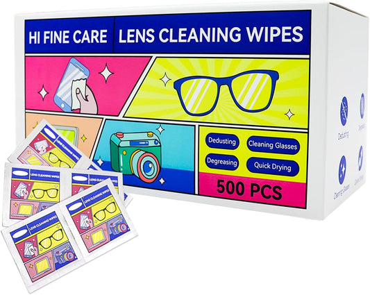 Eye Glasses Cleaner Wipes,Lens Wipes for Glasses/Sunglasses/Eyeglasses,Cleaning Wipes,Lens Wipes Individually Wrapped,Safe for All Lens Surfaces(500PCS)