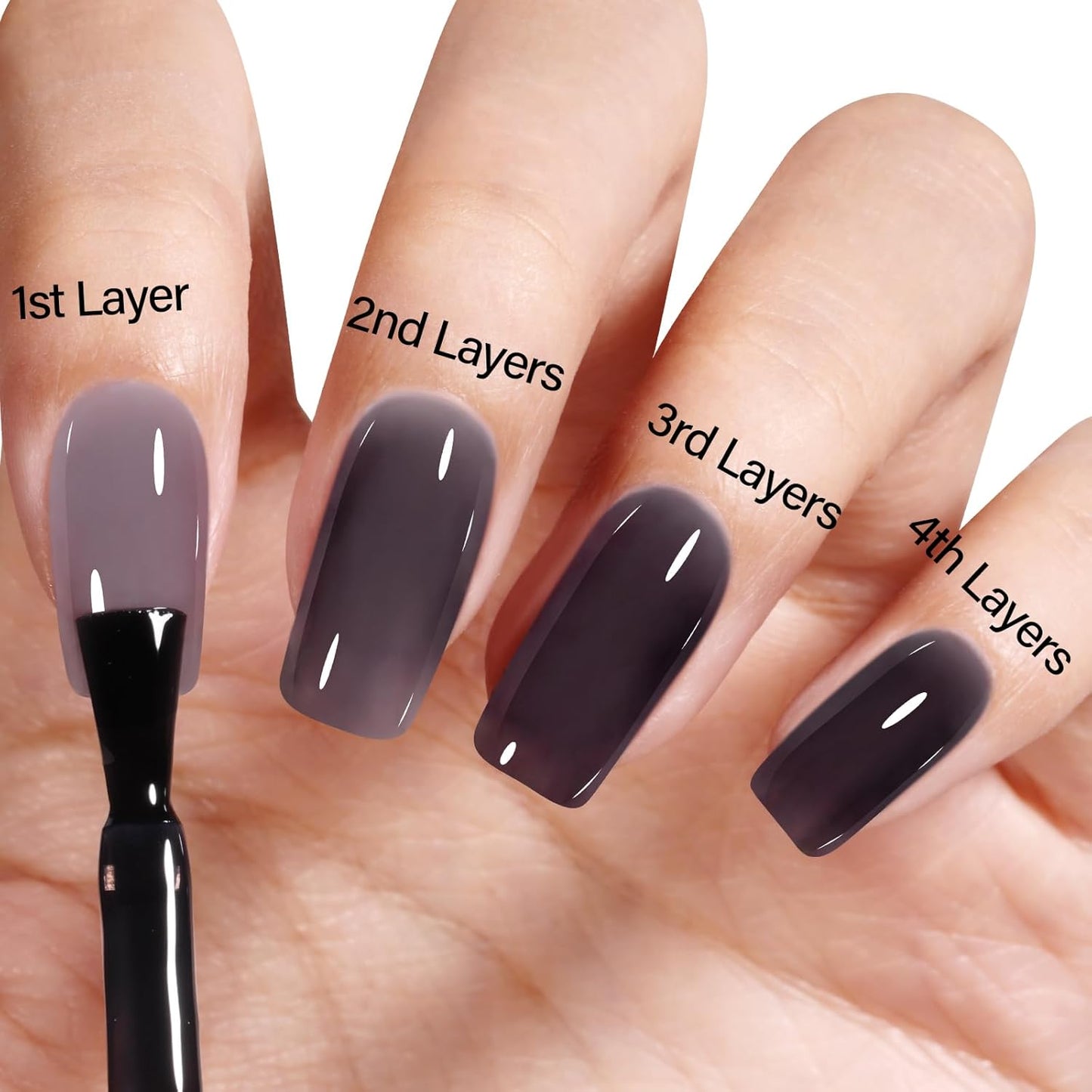 AILLSA Jelly Gel Nail Polish - Sheer Black Gel Polish Translucent Nails Gels Soak Off U V Gel Polishs Neutral Gel Polish for Nail Art Manicure DIY at Home 0.51 Fl Oz /GB48