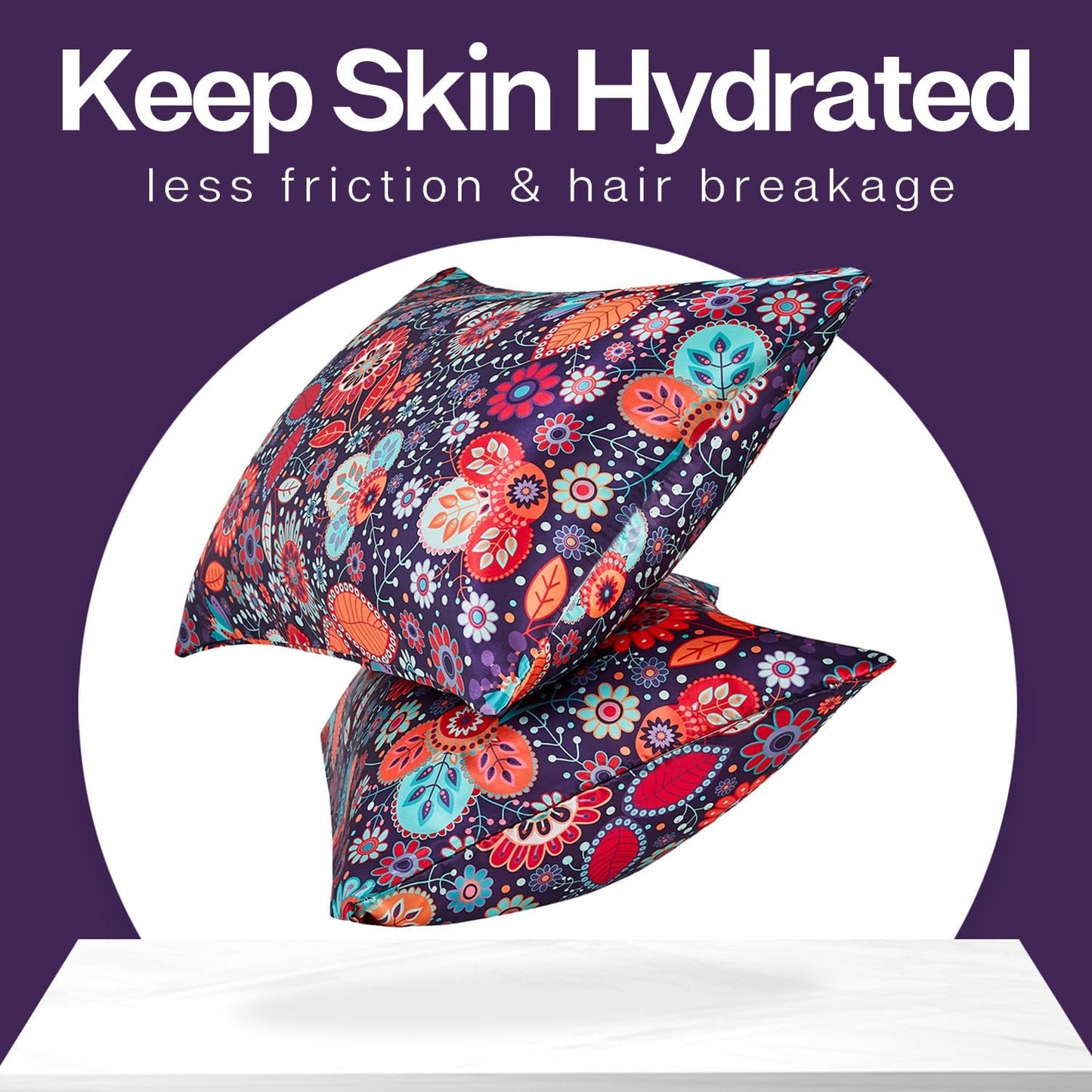 MR&HM Satin Pillowcase for Hair and Skin, Silk Satin Pillowcase 2 Pack, Standard Size Pillow Cases Set of 2, Silky Pillow Cover with Envelope Closure (20x26, Sunflower)