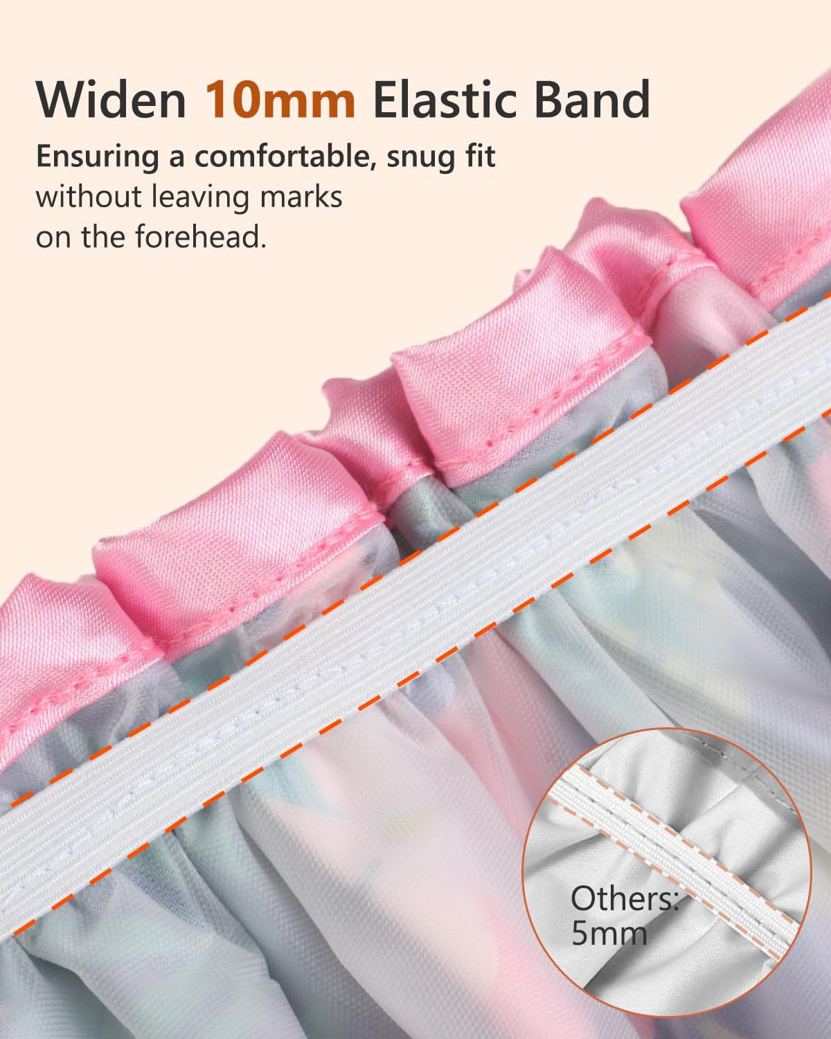 mikimini Large Shower Cap for Women Long Hair, Rainforest Bath Shower Caps with Pink Lace, Reusable Waterproof Shower Hat for Girls