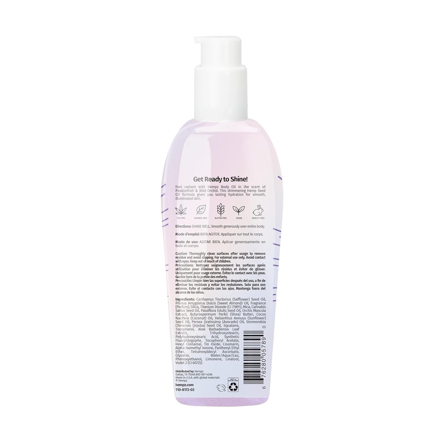 Hempz Star Dust Body Oil, Highlighting Moisturizer, Silver Shimmer Gel, Unicorn Sparkle, 6.76 oz.