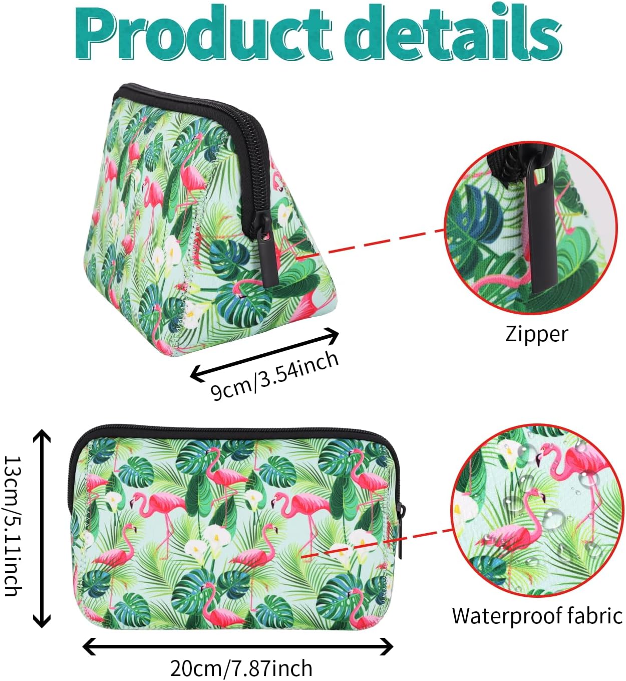 Cosmetic Bag Waterproof Neoprene Zipper Pouch Travel Portable Toiletry Makeup Bags Organizer Case for Women and Girls