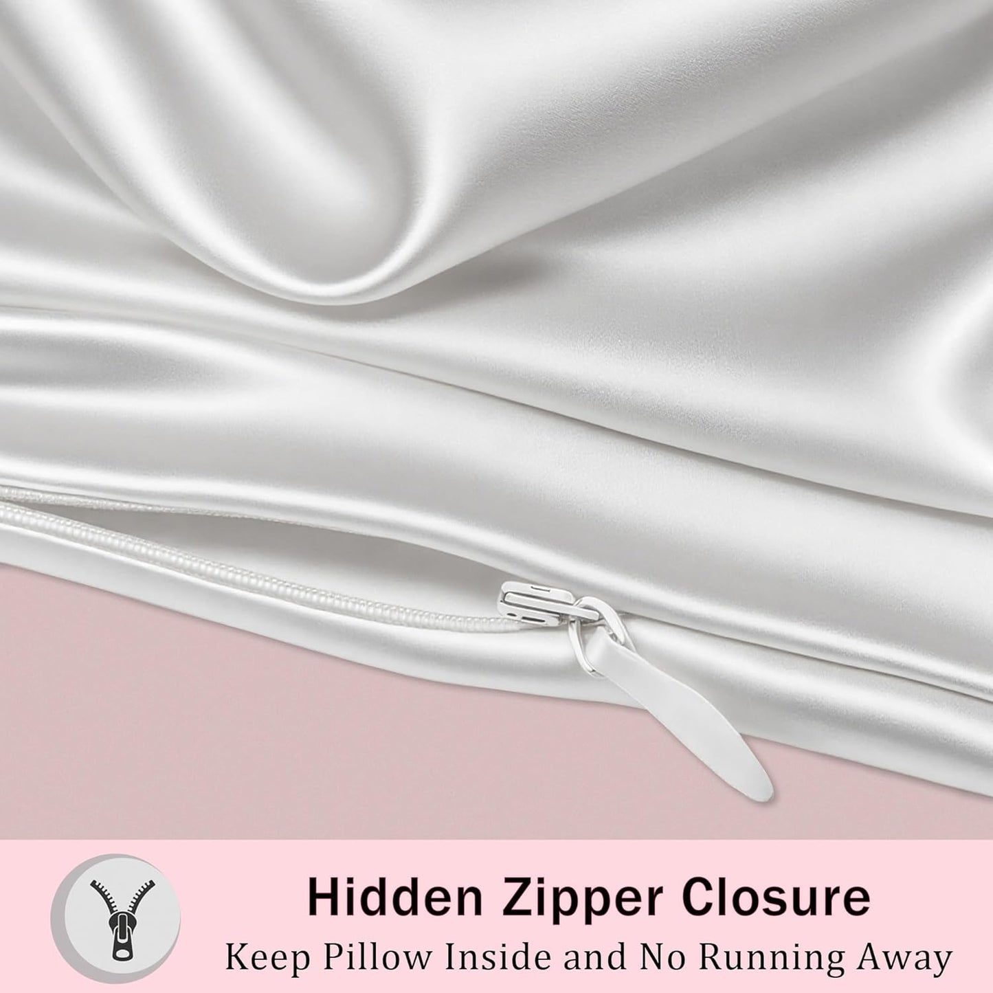 Mulberry Silk Pillow Cases Queen Size Set of 2, Ultra Smooth Soft Breathable Cooling Pillow Cases for Hot Sleepers, Silk Satin Pillowcases 2 Pack with Zipper for Hair and Skin, Gifts for Women