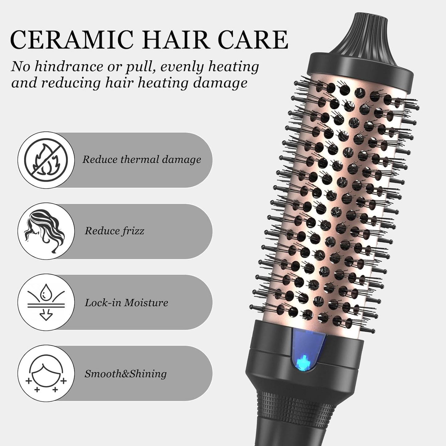 K&K 1 1/2 Inch Ceramic Tourmaline Ionic Heated Round Brush Curling Brush Creates Blowout Look -Creates Root Volume & Loose Curls Volume Curls Dual Voltage Hair Styling Tool (Black, 1.5 Inch)