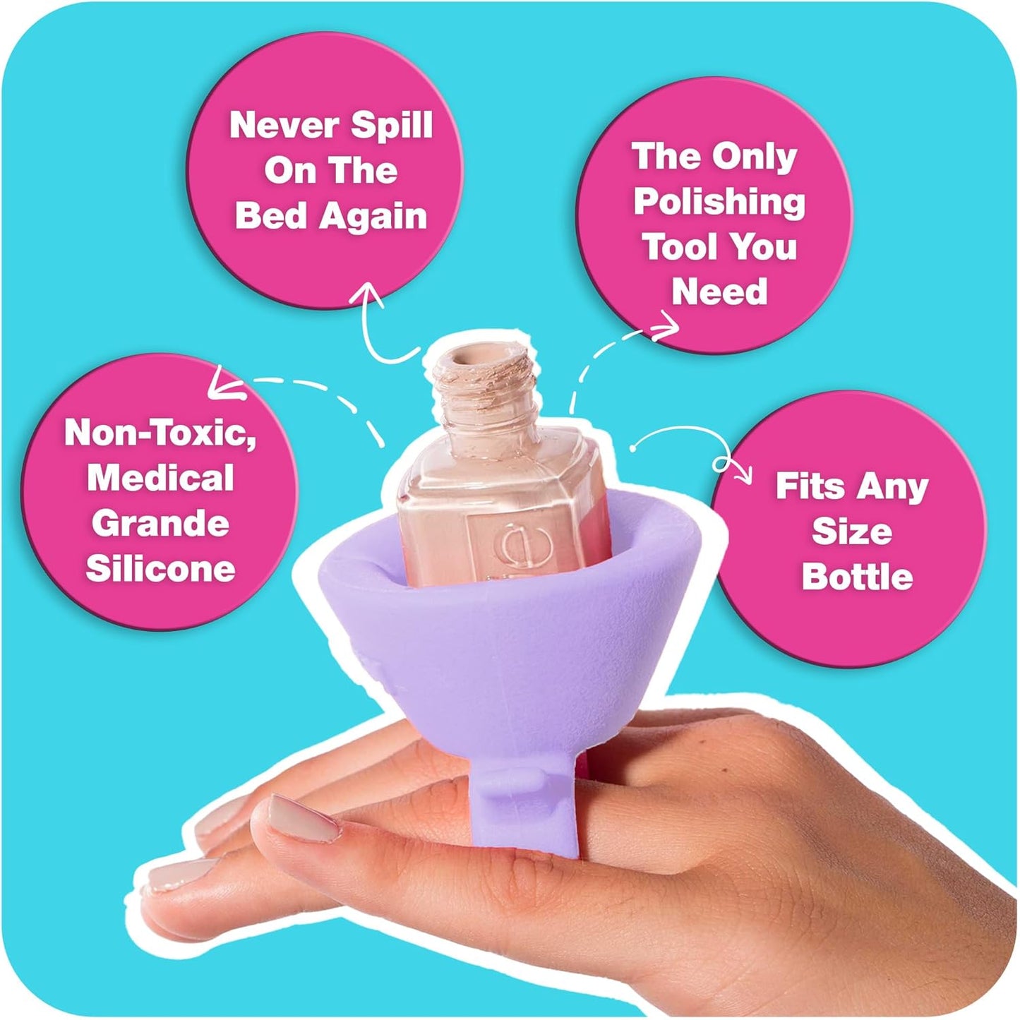 tweexy Wearable Nail Polish Holder Ring - Nail Polish Bottle Holder for Easy Application | Perfect for Fingernail Painting, Manicure & Pedicure | Nail Polish Accessories (Lilac Dreams)