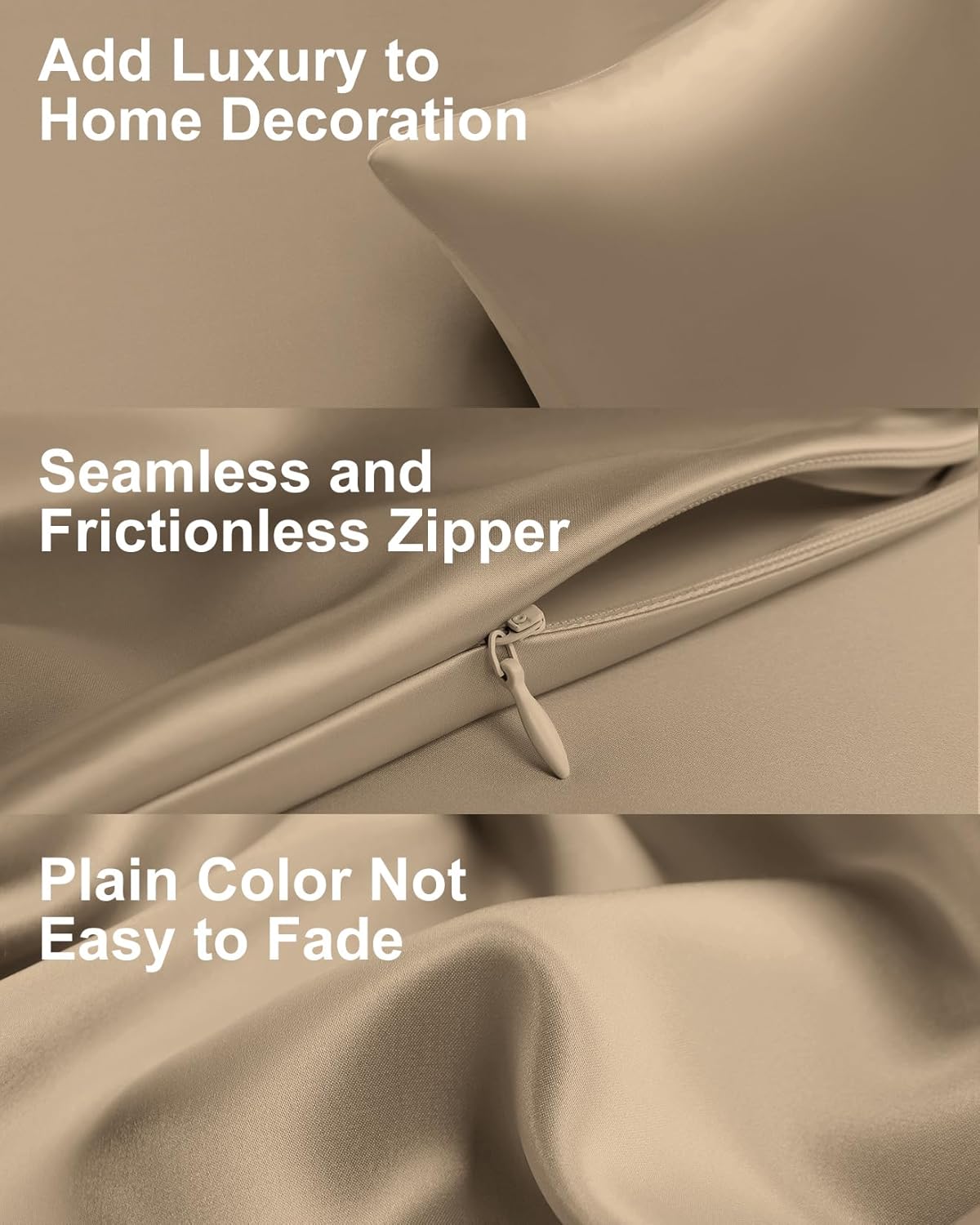 THXSILK Mulberry Silk Pillowcase for Hair and Skin, 100% Mulberry Silk Bed Pillowcase, Hypoallergenic Soft Breathable Both Sides Silk Pillow Case with Hidden Zipper, King Pillow Case 20"x36", Taupe