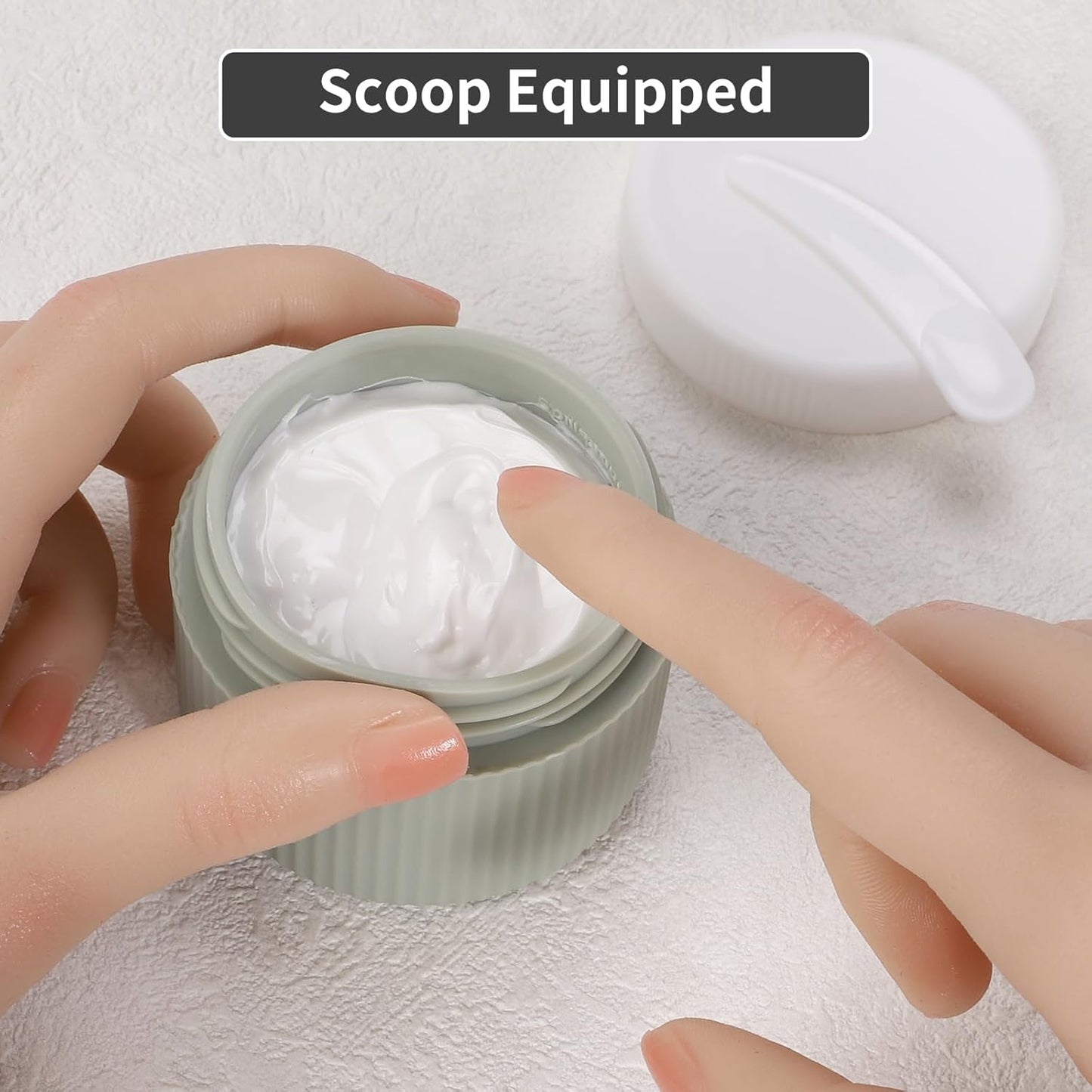 ME.FAN Travel Containers for Toiletries, TSA Approved 2 oz Silicone Cream Jars, Leak-proof Journey Containers, Trip Accessories with Lid for Cosmetic Face Hand Body Cream 4 Pack White Lid Desert Sage