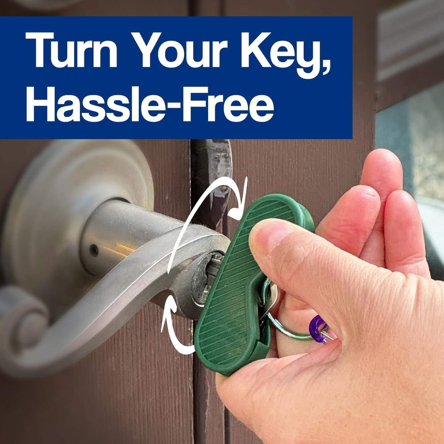 [4 Pack] KeyGrip Disability Aid Key Turners - Added Strength & Leverage For Seniors & Elderly - Perfect For Parkinson's, Arthritis, MS, Tremors & ALS - Textured For Grip - Bright Colors For Low Vision