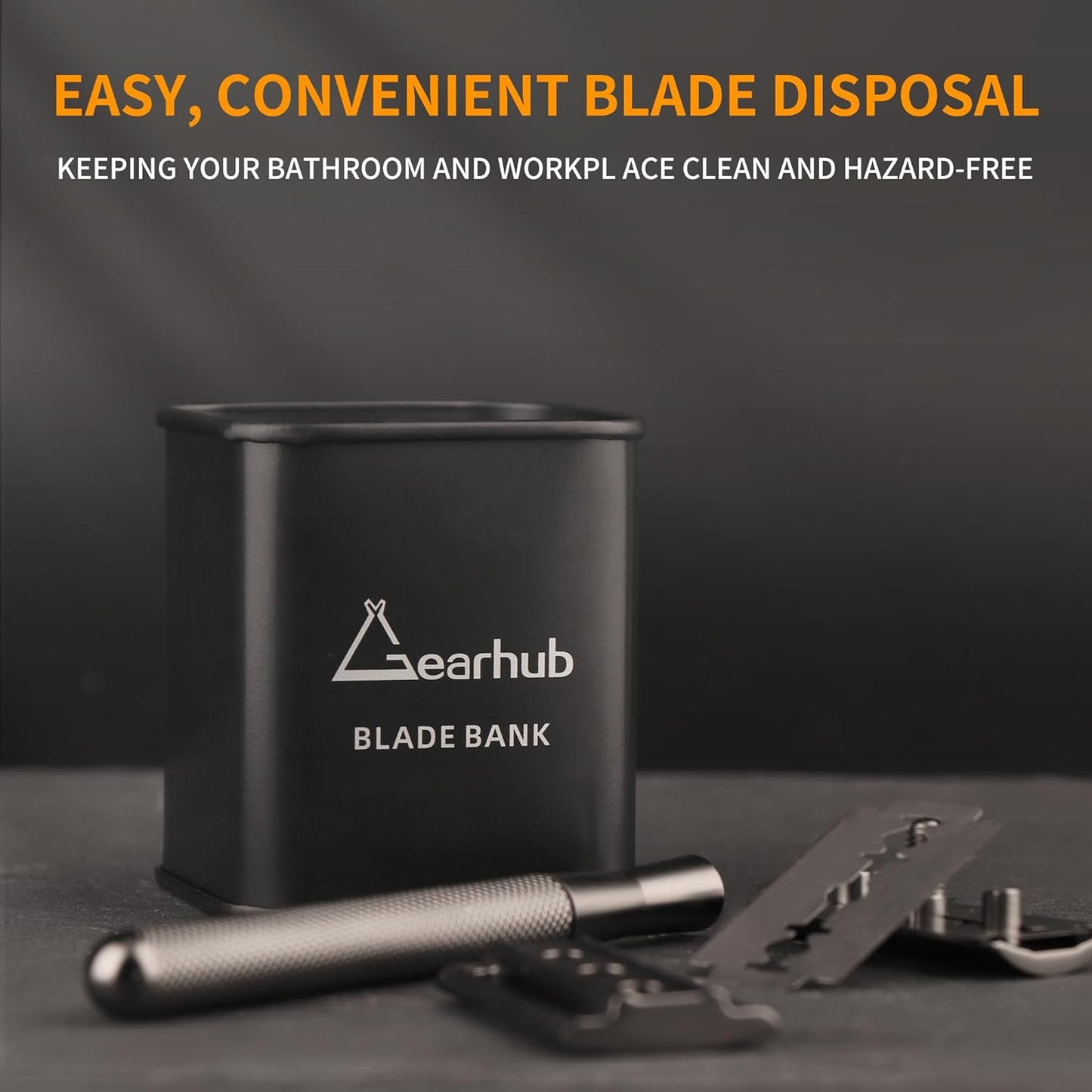 Gearhub Blade Bank Safely Store Used Safety Razor Blades Large Capacity Disposal for Barber Shops & Personal Use Sealed Design Holds 300+ Blades, Compact & Durable
