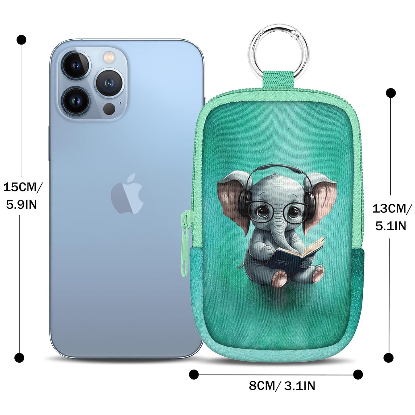 Elephant Hand Sanitizer Spray Case, Cute Hand Sanitizer Holder Zippered Pouch, Fashion Accessory with Snap Hook for Glow Mist and Power Mist 1FL OZ
