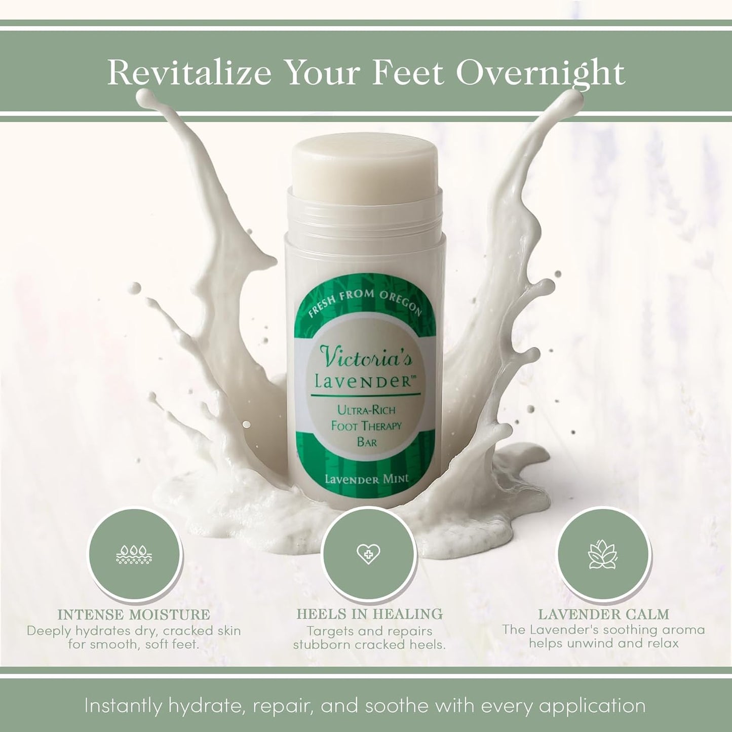 Victoria's Lavender Heel Balm Stick – Ultra-Rich Foot Therapy Balm for Dry, Cracked Feet – Softener for Cracked & Rough Skin – Dry Heels Treatment for Men and Women - Lavender Mint - 2 packs