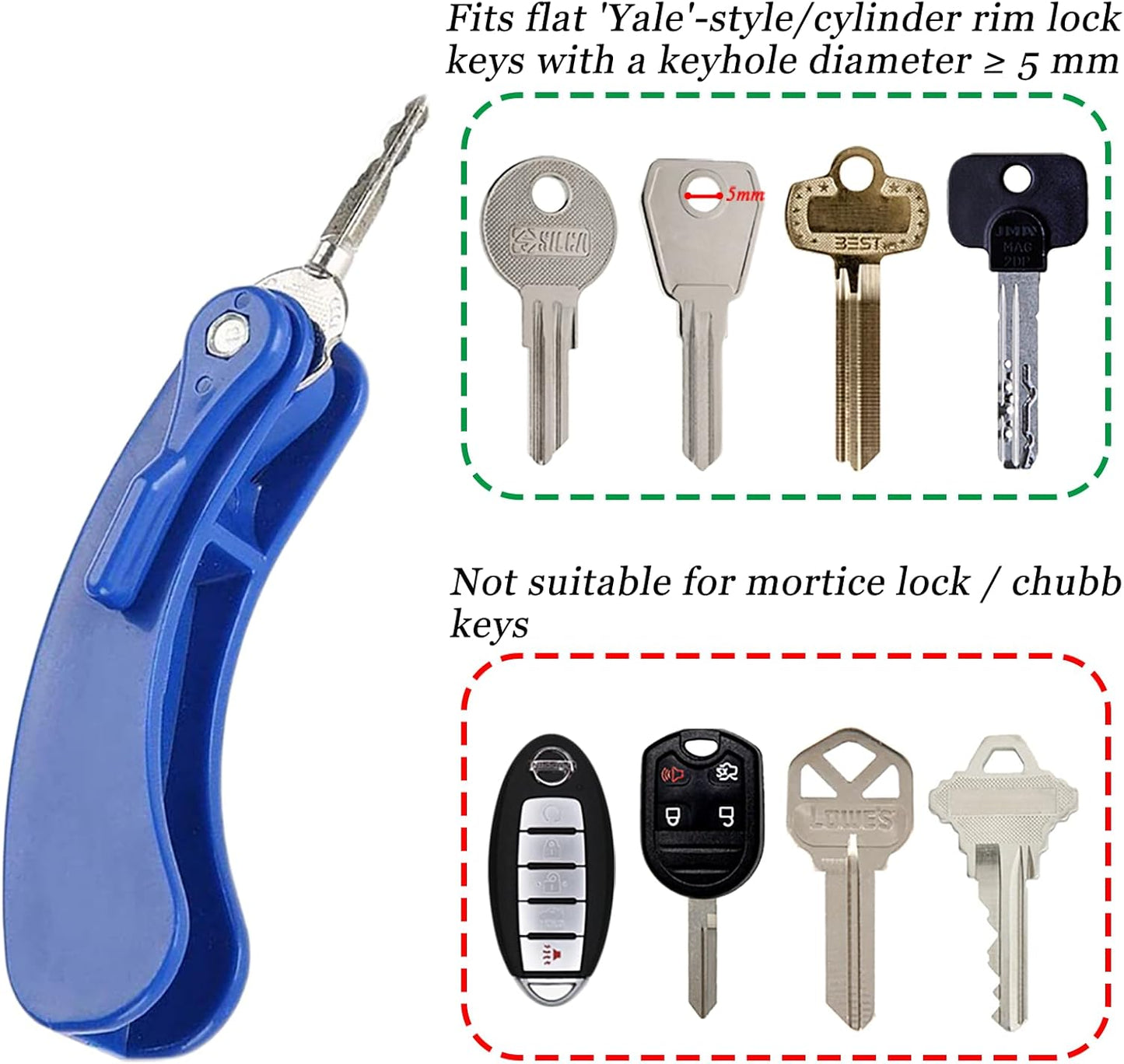 2 Pcs Key Turner Aid for Arthritis Weakened Grip - Easy Door Opening Key Extender Assist for Elderly & Disabled, Fits 2 Keys(Blue)