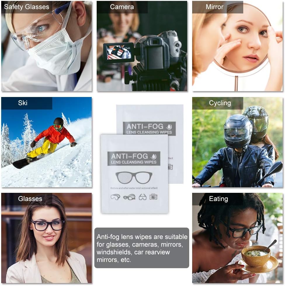 Anti-Fog Lens Wipes Pre-Moistened Anti-Fog Wipes,6inch X 5inch,for Eye Glasses (100Pack)