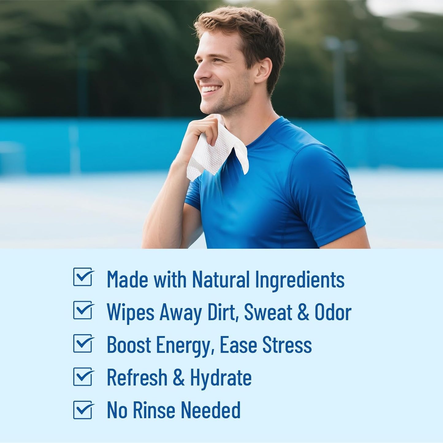 Bamboo Body & Face Wipes for Adults Bathing No Rinse, Shower Wipes 60 Count, 12"x8" Extra Thick, Verbena Scent, Biodegradable Disposable Washcloths for Travel, Elderly, Car, Gym, Camping