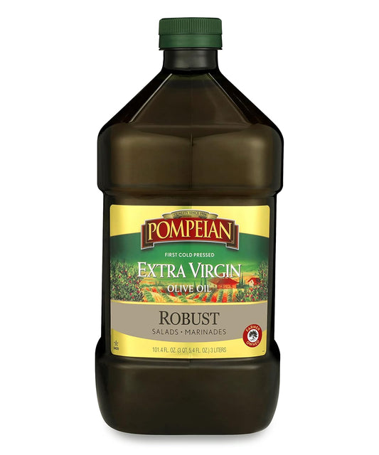 Pompeian Robust Extra Virgin Olive Oil, Contains Polyphenols, First Cold Pressed, 101 Fl Oz