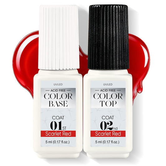 Jofay Fashion Red Gel Nail Polish 10ml - All-in-One Step Gel Polish Soak Off LED/U V Lamp DIY Salon Manicure at Home Long Lasting Glossy Finish Home Nail Salon Gift for Women & Girls (0.33 Fl Oz)