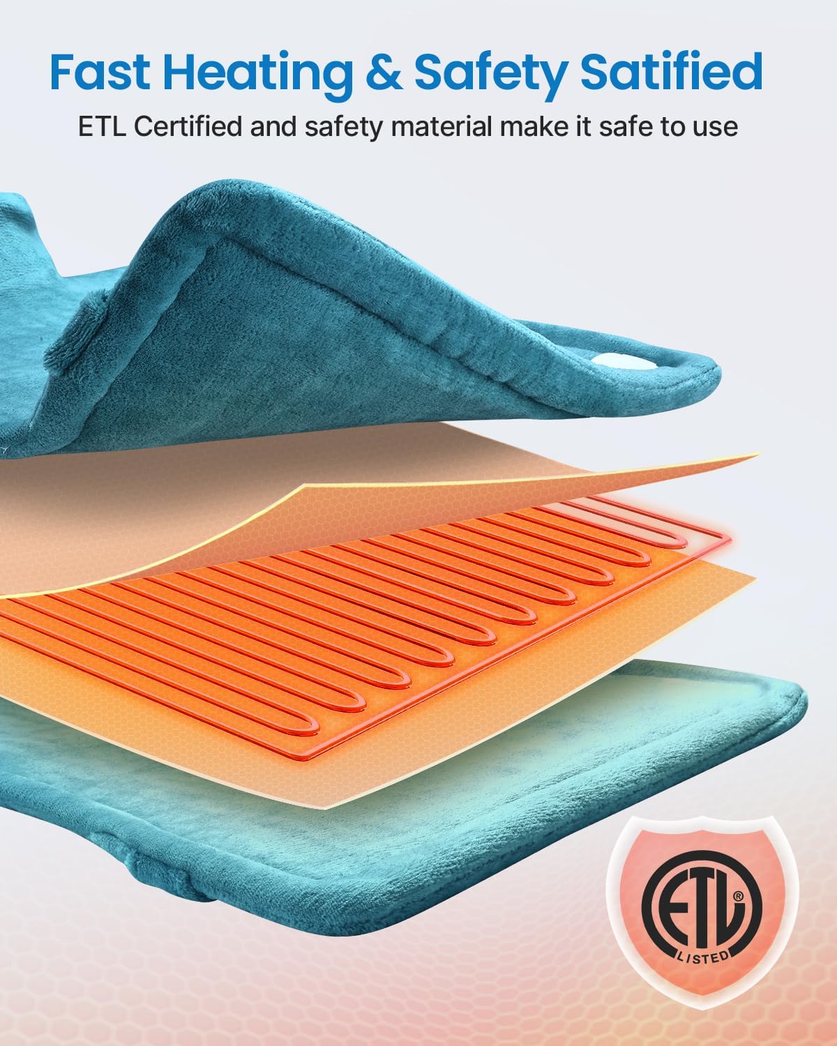 RENPHO King Size Heating Pad for Back Pain Relief, Christmas Gifts for Men Women Him, Stocking Stuffers, FSA Eligible, XL Large Electric Heat Pad for Neck and Shoulder, ETL Certified, 24"x37", Blue