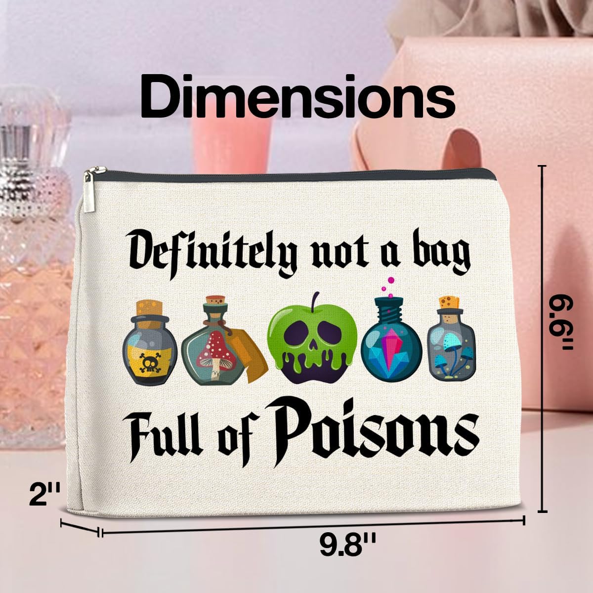 Witch Makeup Bag Gifts for Women Poison Enthusiast Halloween Witchy Cosmetic Bag Zipper Pouch