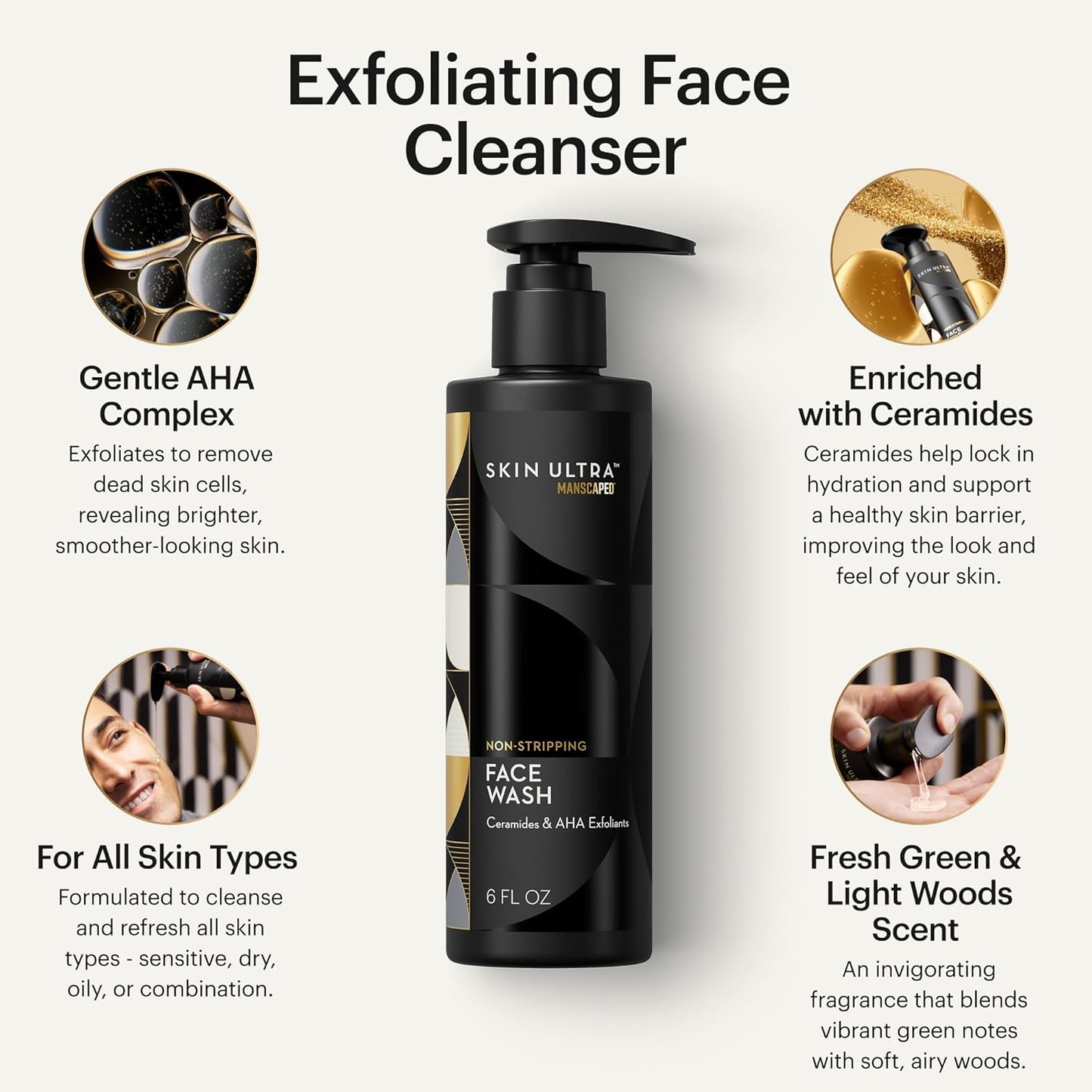 MANSCAPED® Skin Ultra™ Daily Regimen - Men's Skincare Routine Essentials with Face Wash, Face Moisturizer & Brightening Serum Formulated with A Ceramide Complex for Cleansing, Exfoliating & Hydration
