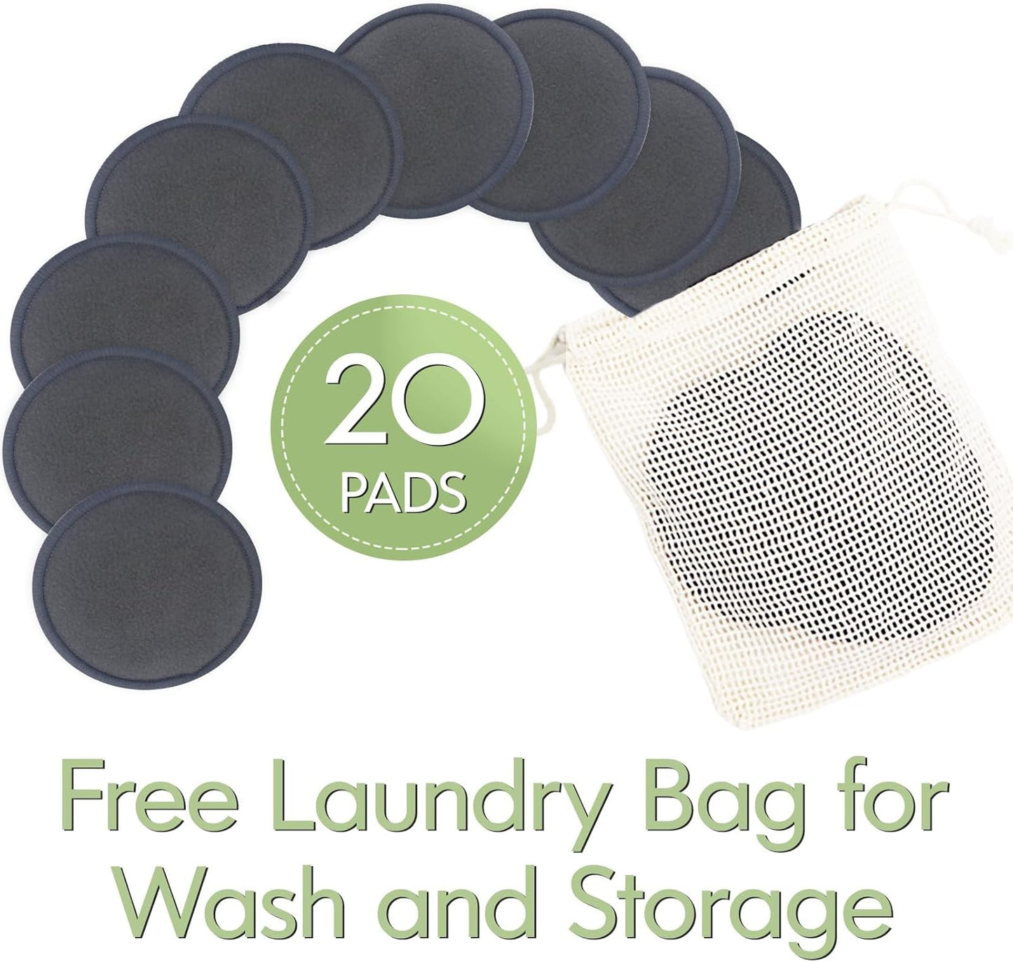 28 Pack Reusable Cotton Rounds with Washable Laundry Bag and Round Box|Travel Essentials for Skincare, Makeup Remover Pads and Storage|Reusable Makeup Remover Pads Black