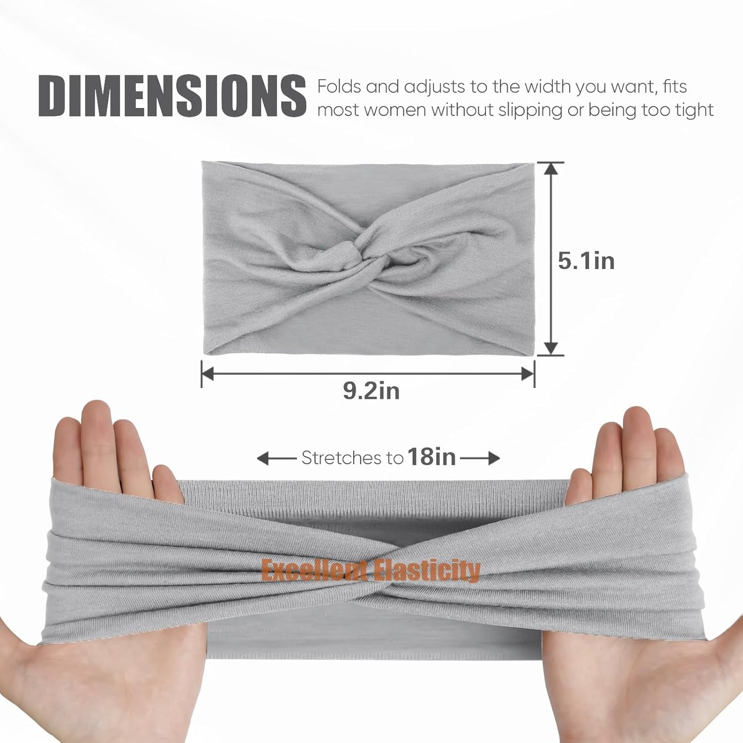 Headbands for Women, Non Silp Wide Hair Bands, Elastic Thick Head Bands, Stretchy Soft Sports Sweat Bands for Spa Workout Running Gym, Cotton Cloth Band 6Pcs GrayBurgundyGreenBlackCoffeeNavy