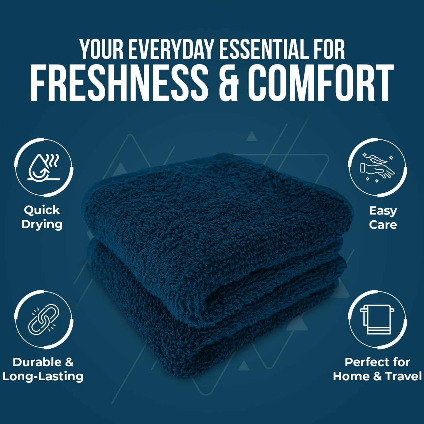 DAN RIVER 100% Cotton Wash Cloths 12 Pack [12x12] Soft & Absorbent wash Cloths for Body, Gym, Hotels & Spa Perfect for Everyday Use Fingertip Towels, Opal Blue