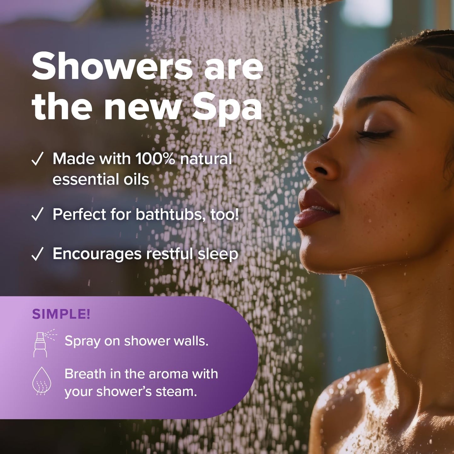 MOXE Lavender Oil Shower Mist, Spa Steam Spray, Certified Natural 100% Essential Oils, Made in USA, Aromatherapy, Tension Relief (4 FL Oz, Pack of 2)