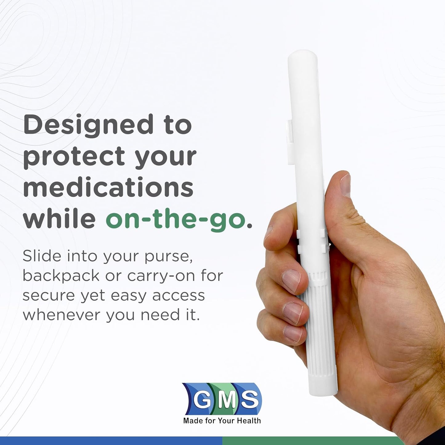 GMS 100 Unit Syringe Case - Holds New, Prefilled & Used Syringes with Needles, Small & Discreet, Ideal for Travel - 2-Pack - White