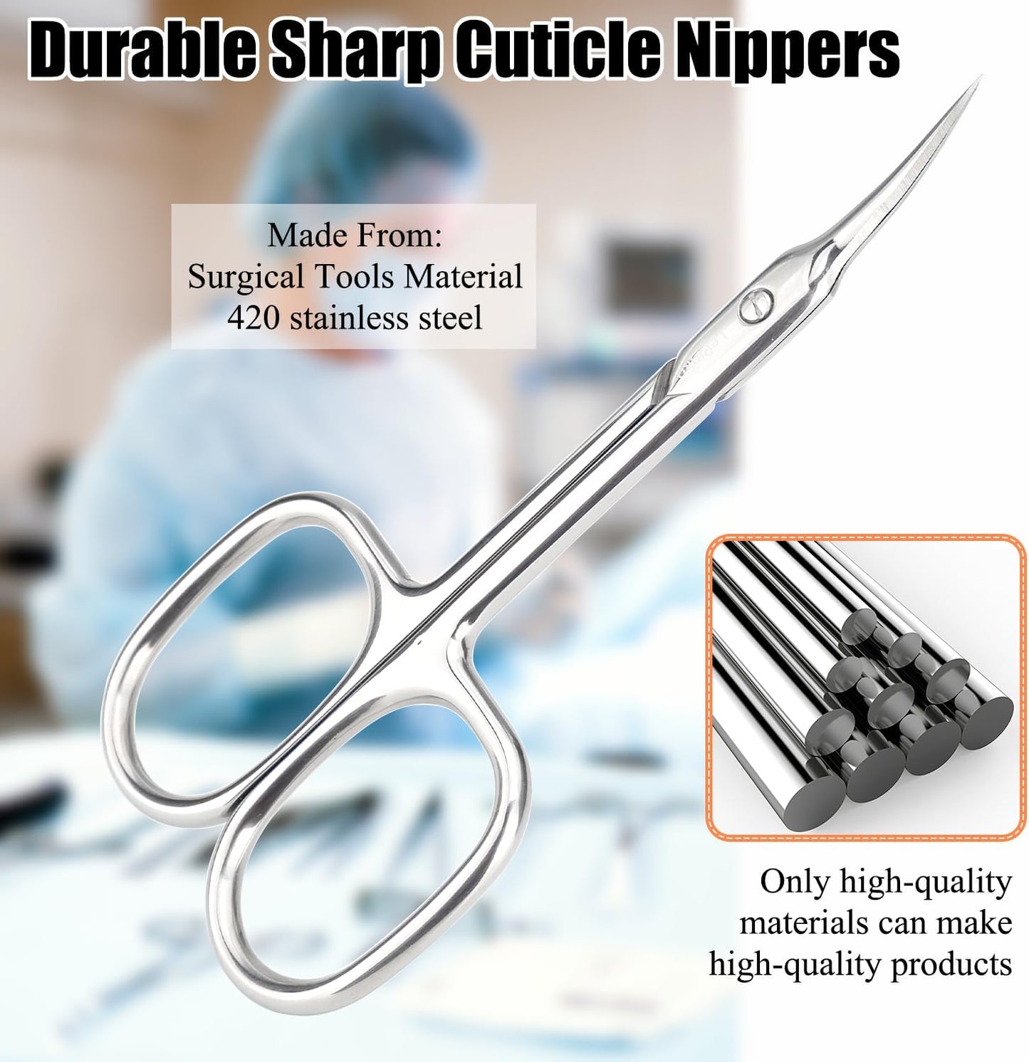 LePinko Cuticle Scissors, Extra Fine Tip, for Manicure and Pedicure, Gifts for Men Women