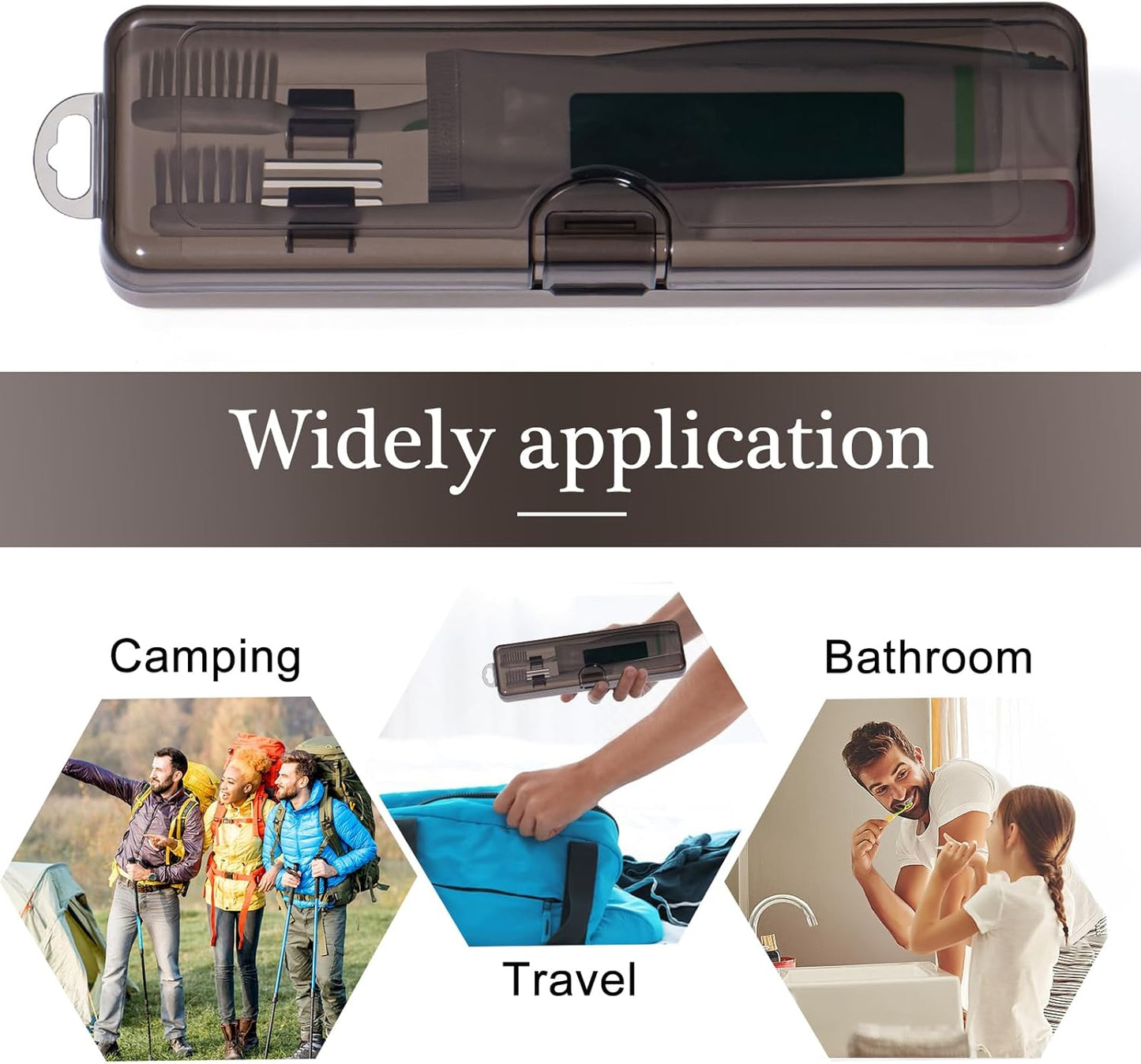 Toothbrush Travel Case 2 Pack, Clear Black Toothbrush Case Holder Travel Size Plastic Toothbrush Holder Toothpaste Storage Container Portable for Traveling, 7.87 x 2.36x 1.18”