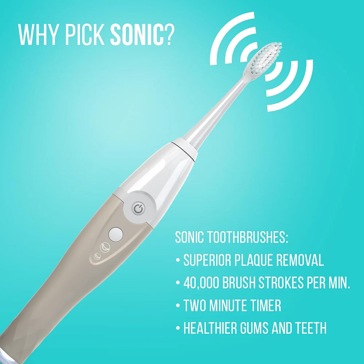 TAO Clean UV Sanitizing Sonic Toothbrush and Cleaning Station, Electric Toothbrush, Dual Speed Setting, Sandstone