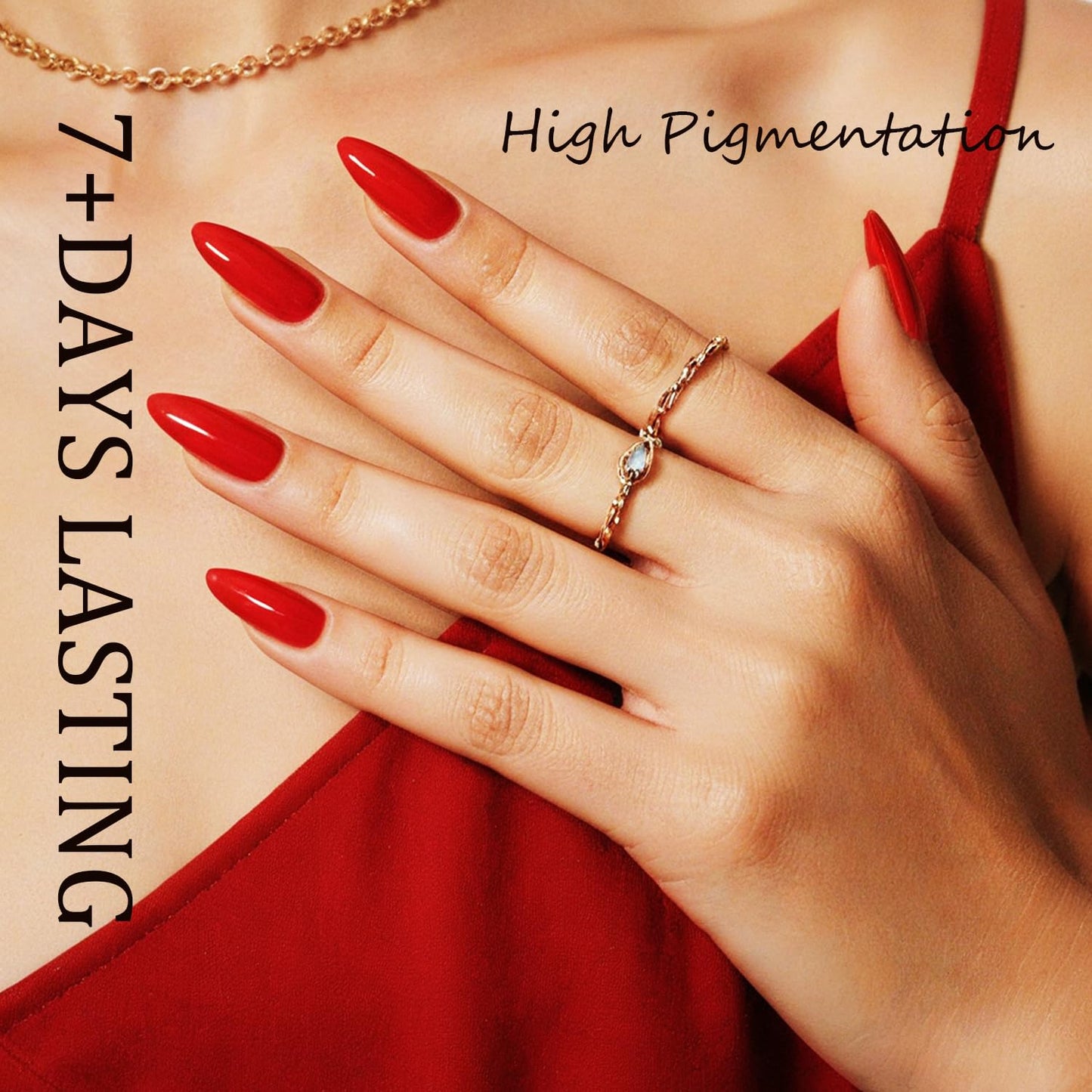 modelones Red Nail Polish Quick Dry | Burgundy Long Last Fingernail Polish, Dark Red Nailsl | Infinite Shine Strengthening Treatment Kit Salon-Quality for Women 15ml