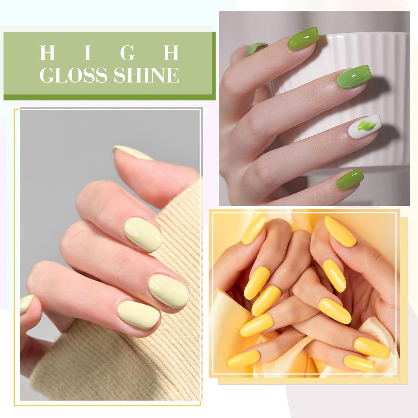 CANNI 6 Colors 9 ML Hema-Free Pastel Yellow Green Gel Nail Polish Set, Sage Forest Lime Green Pale Yellow Gel Polish Kit, Soak Off LED Nail Gel Manicure Kit DIY at Home Salon Gifts