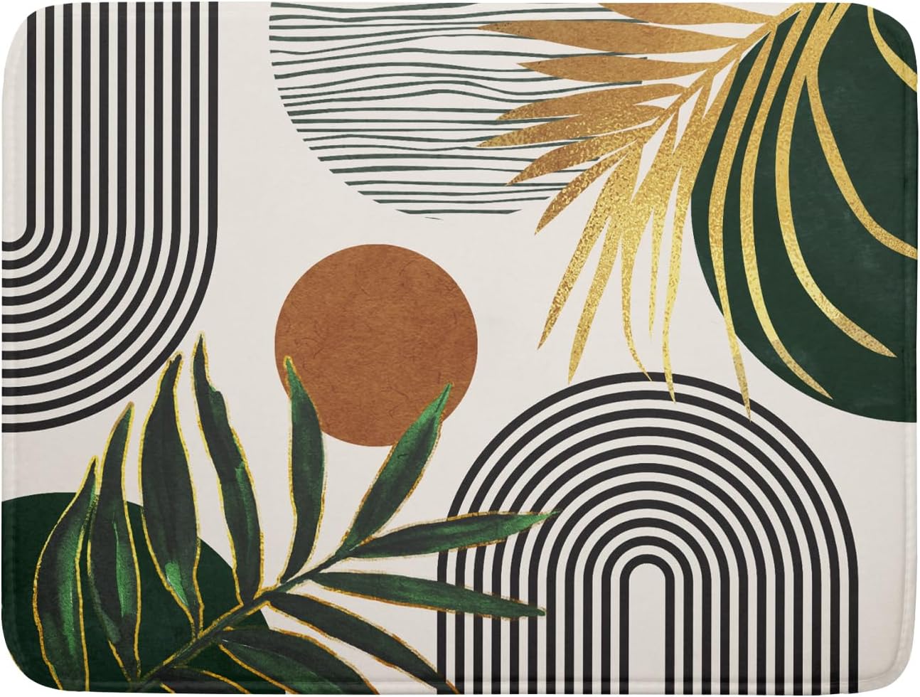 Boho Leaves Dish Drying Mat 18x24 inch Mid Century Absorbent Drainer Rack Mats Fast Dry Bottles Dish Dry Pad Protector Kitchen Accessories