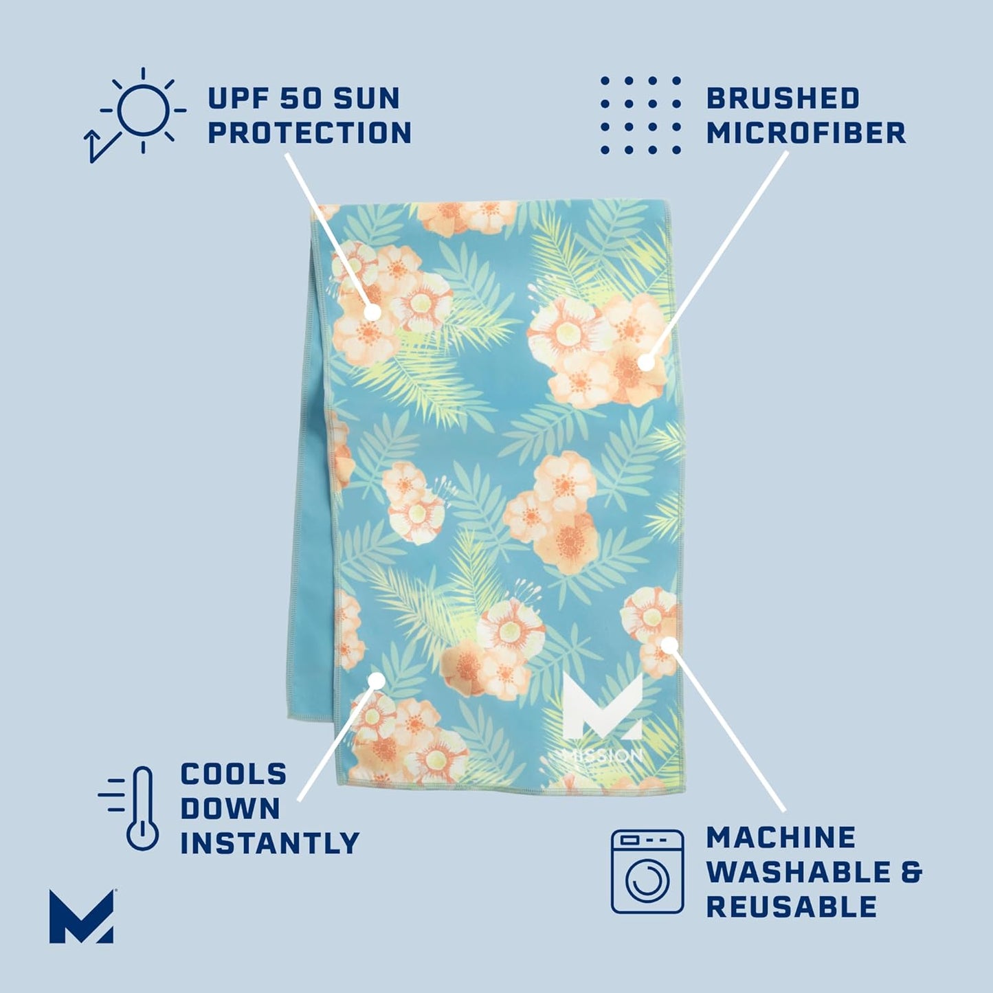 MISSION Original Cooling Towel - Soft, Durable Microfiber - Cools Up to 2 Hours - UPF 50 Sun Protection - Machine Washable
