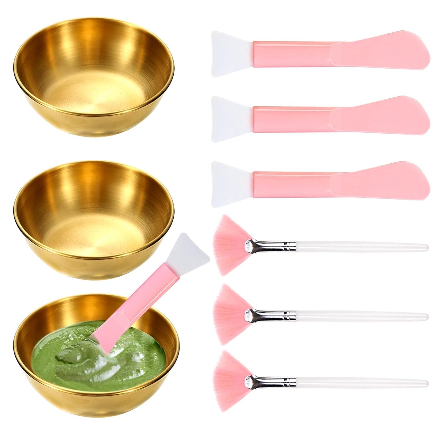 GRETJOB Professional Facial Bowls Set for Estheticians - 9 Pcs Mixing Bowls with Brush & Spatula | Facial Mask Mixing Kit for Spa & Home Use