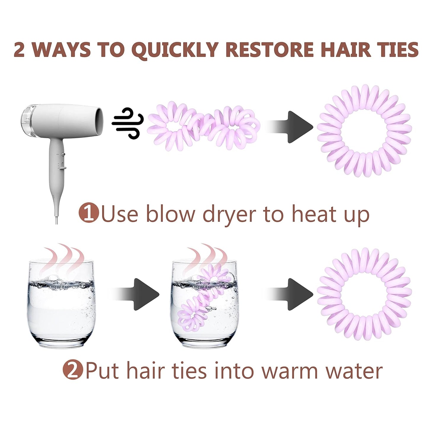 20 Pack Hair Elastics, No Crease Spiral Hair Ties Hair Bands Multi Color Waterproof Phone Cord Hair Scrunchies Hair Coils Accessories for Women Girls…