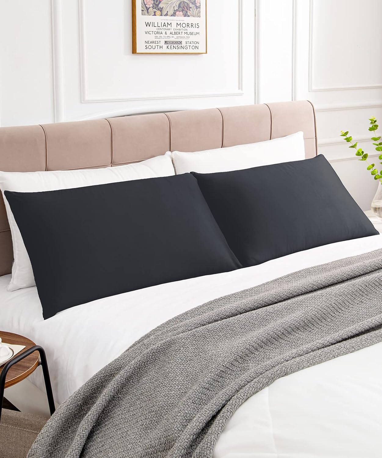 Warmstar Cotton Pillow Cases King Size Set of 2, 600 Thread Count Pillowcases 20x36 Inches, Soft Long Staple Cotton Pillowcases Breathable with Envelope Closure,Black