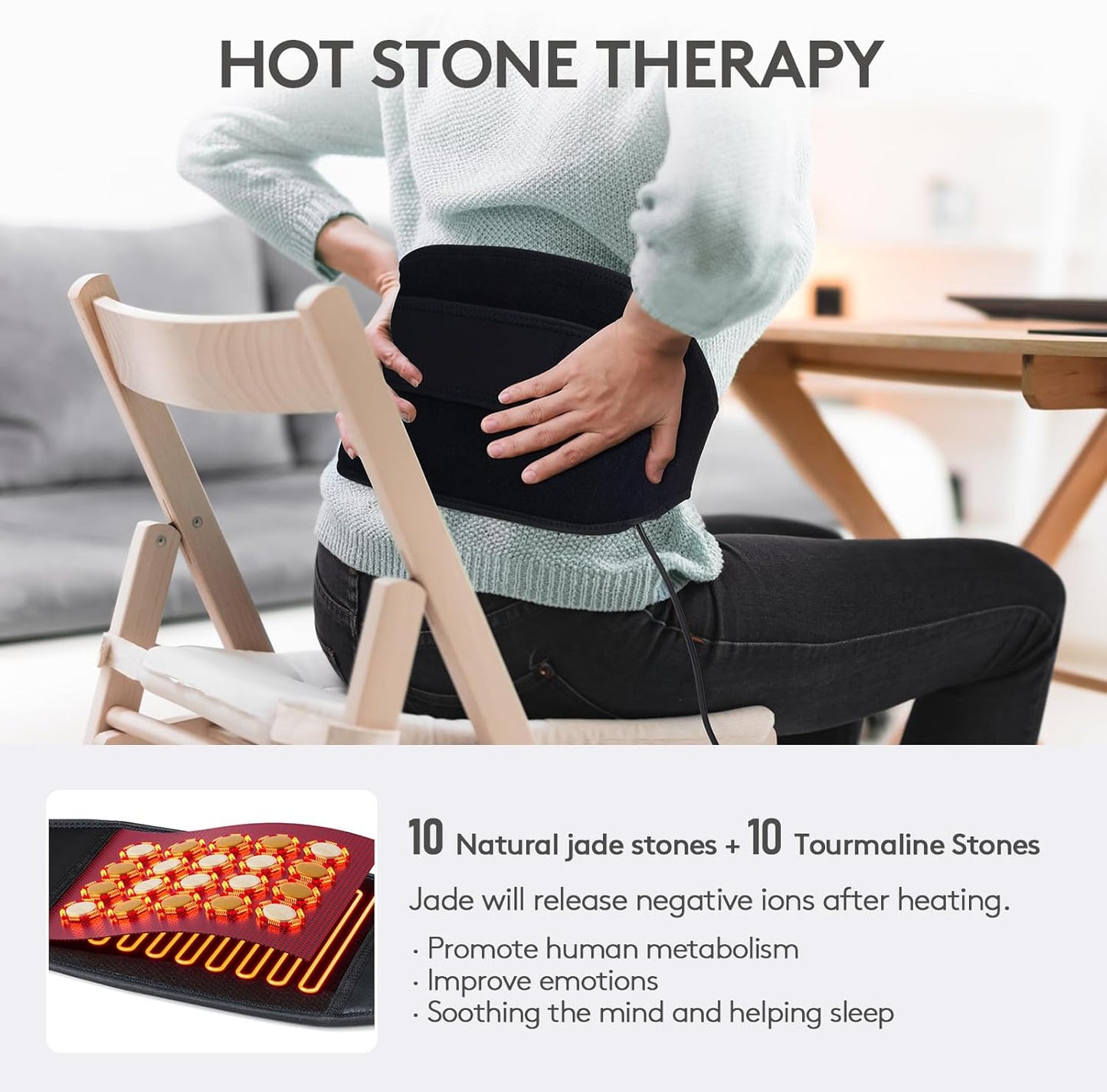 UTK Heating Pad for Back Pain Relief, Far Infrared Heating Pads with 20 Natural Jade Stones, Heating Fast, Hot Enough, Auto Shut Off, Smart Controller, 55'' Large Size Heat Pad for Back