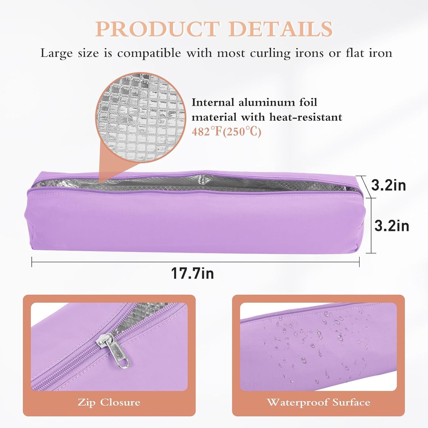 Professional Hot Hair Tools Organizer Bag Portable Travel Heat Resistant Storage Case Pouch for Curling Irons, Flat Irons, Hair Straightener and Styling Tools(17.7" x 3.2"x 3.2")